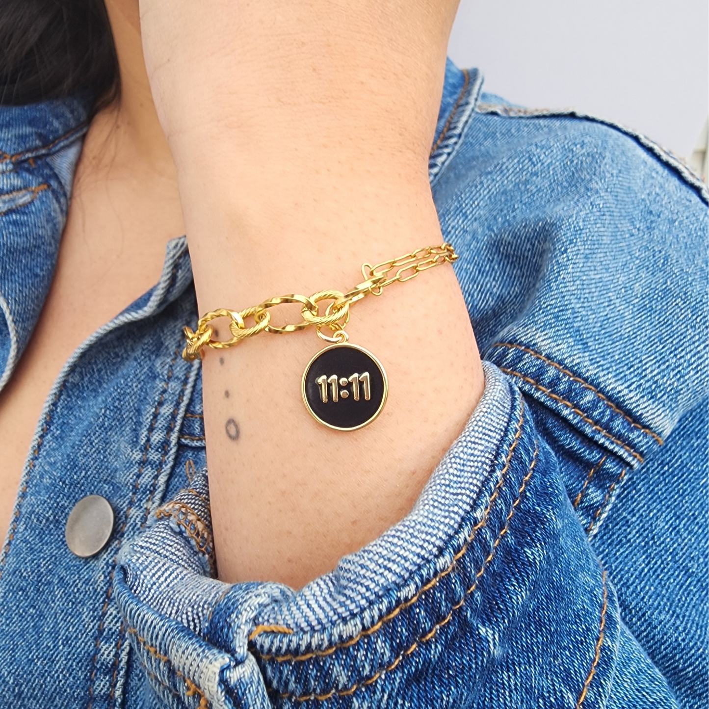 Gold Double Chain 11:11 Bracelet