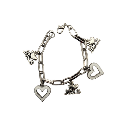 I LOVE JESUS – Silver Charm Bracelet