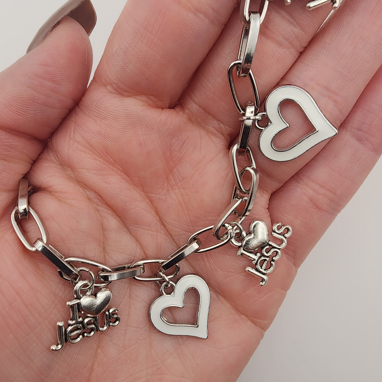 I LOVE JESUS – Silver Charm Bracelet